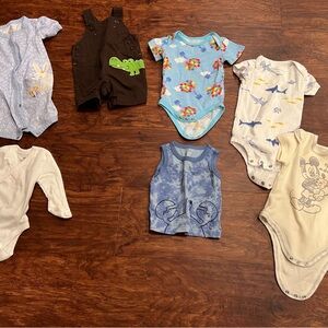 Baby boy clothing, sizes up to 6 months, brands include Honest, Disney, Carters